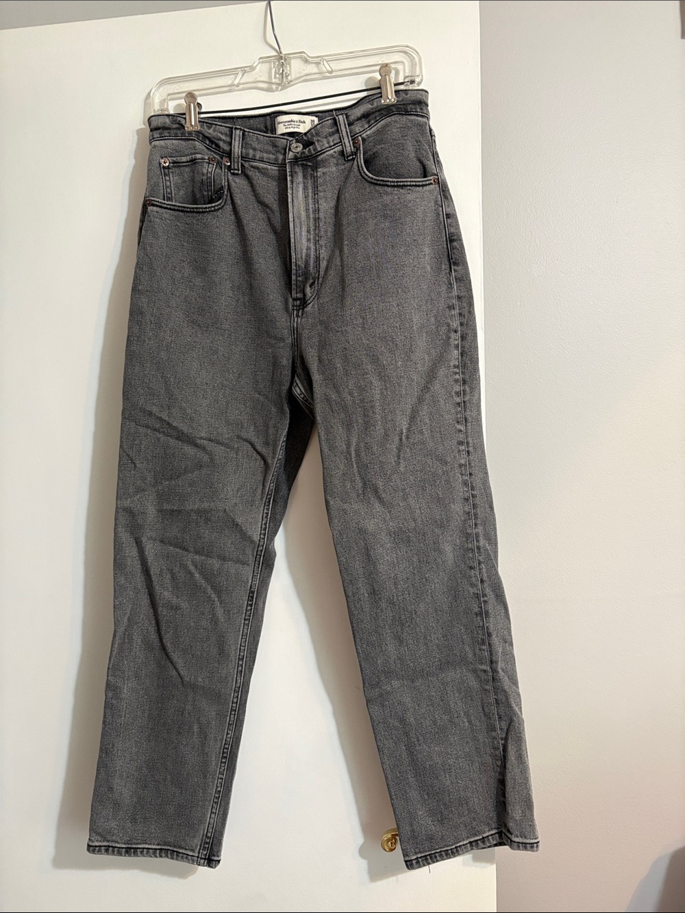 Charcoal Grey Ankle Straight Ultra High Rise Jeans